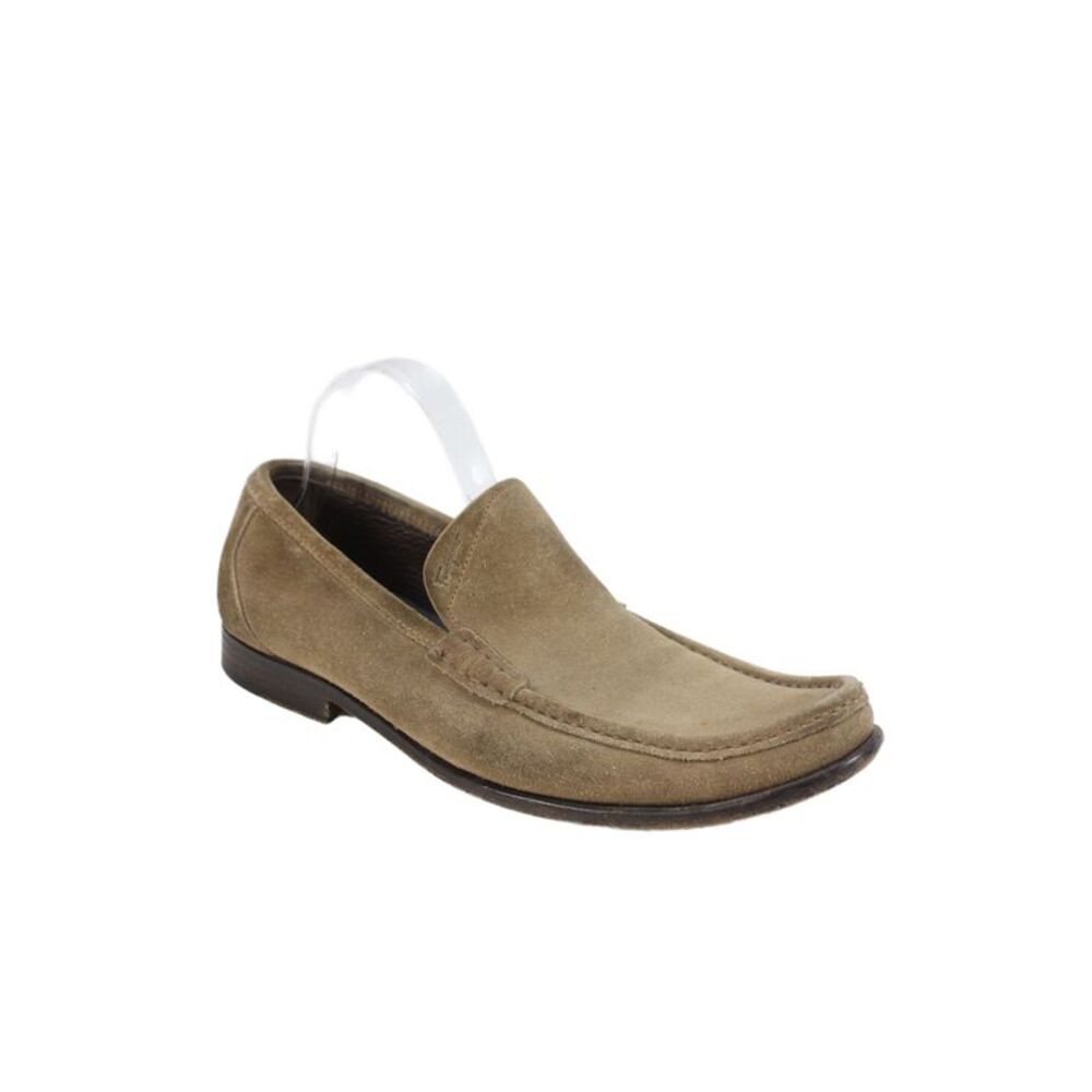 Salvatore Ferragamo Mens Suede Slip On Loafers Beige Size 9D